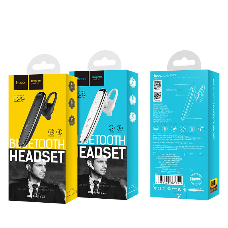 e29 splendour bluetooth headset package