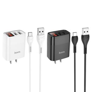 Bộ sạc nhanh 2 cổng màn hình led Hoco C86 Type C