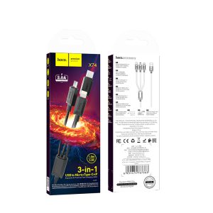 Cáp sạc nhanh 3 in 1 Hoco X74