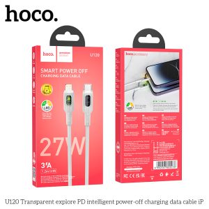 Cáp sạc nhanh tự ngắt Hoco U120 Type C to IP PD27W