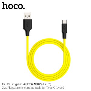 Cáp sạc Silicon Hoco X21 Plus Type C 3A dài 1m