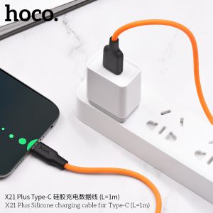 Cáp sạc Silicon Hoco X21 Plus Type C 3A dài 1m