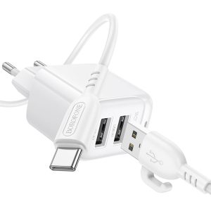 Bộ sạc nhanh 2 cổng Borofone Bas41a type c giá sỉ